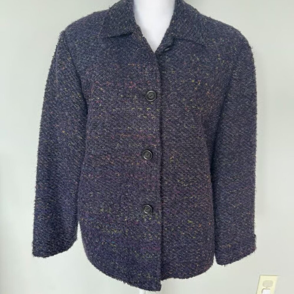 Vintage Sag Harbor Dark Purple Tweed Blazer | Soft | Lined | EUC | Size 16 - Picture 3 of 4